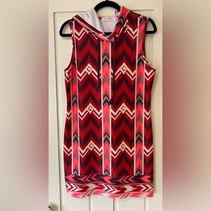 Red and White Aztec Fitted Swim Coverup/Dress
